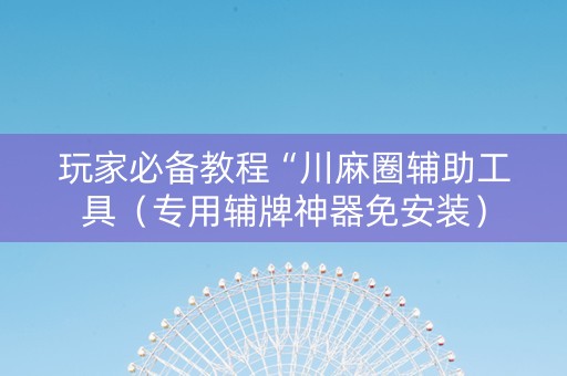 玩家必备教程“川麻圈辅助工具（专用辅牌神器免安装）