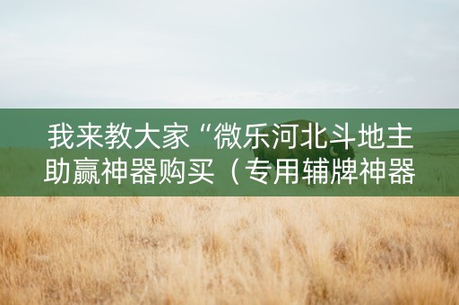 我来教大家“微乐河北斗地主助赢神器购买（专用辅牌神器免安装）