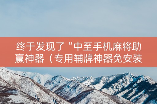 终于发现了“中至手机麻将助赢神器（专用辅牌神器免安装）