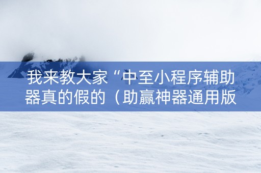 我来教大家“中至小程序辅助器真的假的（助赢神器通用版）