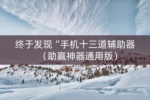 终于发现“手机十三道辅助器（助赢神器通用版）