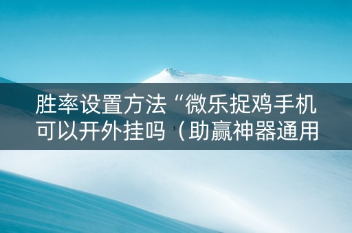 胜率设置方法“微乐捉鸡手机可以开外挂吗（助赢神器通用版）
