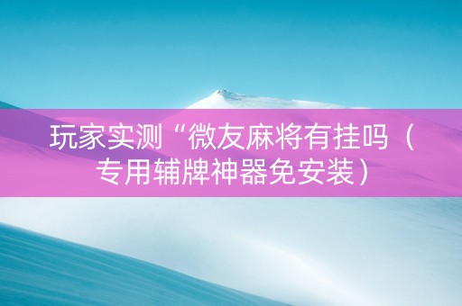 玩家实测“微友麻将有挂吗（专用辅牌神器免安装）