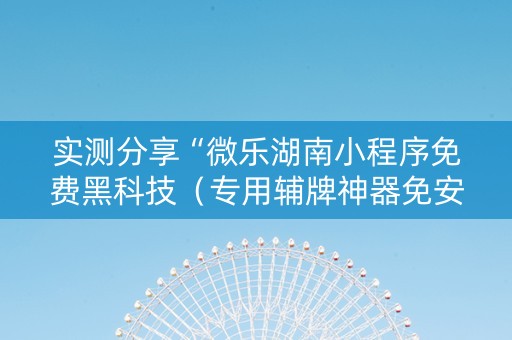 实测分享“微乐湖南小程序免费黑科技（专用辅牌神器免安装）
