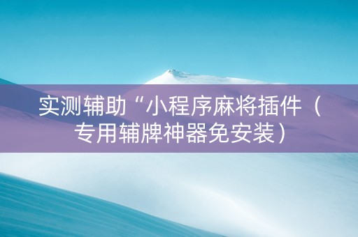 实测辅助“小程序麻将插件（专用辅牌神器免安装）