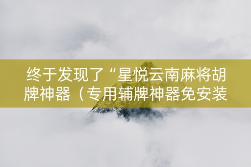 终于发现了“星悦云南麻将胡牌神器（专用辅牌神器免安装）
