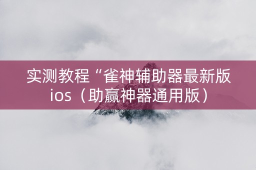 实测教程“雀神辅助器最新版ios（助赢神器通用版）