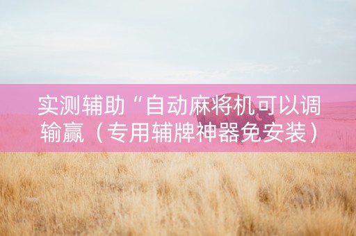 实测辅助“自动麻将机可以调输赢（专用辅牌神器免安装）