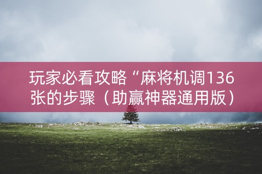 玩家必看攻略“麻将机调136张的步骤（助赢神器通用版）
