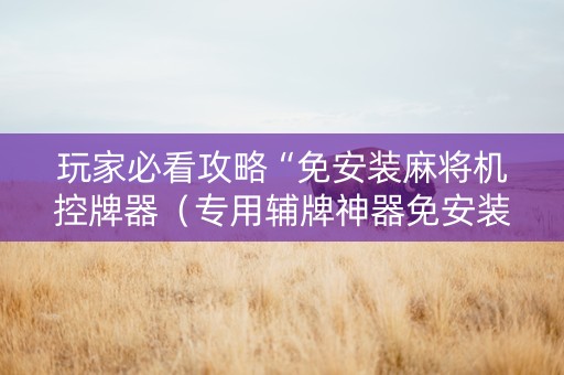 玩家必看攻略“免安装麻将机控牌器（专用辅牌神器免安装）