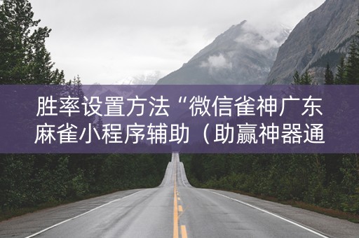 胜率设置方法“微信雀神广东麻雀小程序辅助（助赢神器通用版）