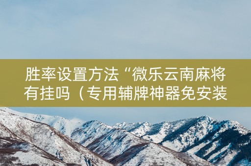 胜率设置方法“微乐云南麻将有挂吗（专用辅牌神器免安装）