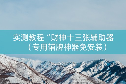 实测教程“财神十三张辅助器（专用辅牌神器免安装）
