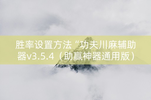 胜率设置方法“功夫川麻辅助器v3.5.4（助赢神器通用版）