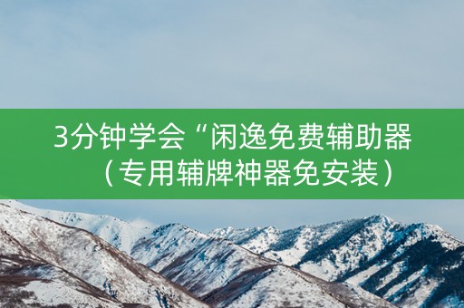 3分钟学会“闲逸免费辅助器（专用辅牌神器免安装）