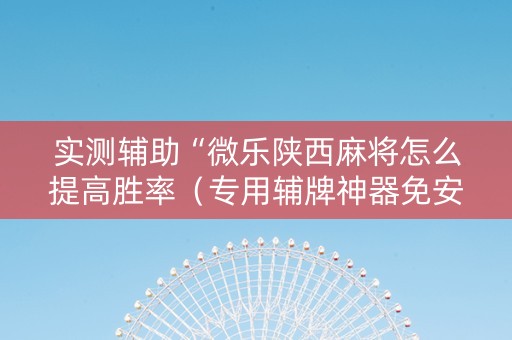 实测辅助“微乐陕西麻将怎么提高胜率（专用辅牌神器免安装）