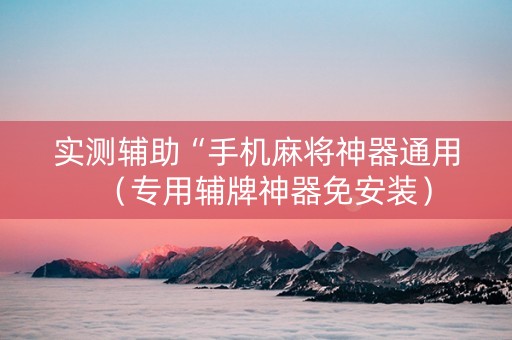 实测辅助“手机麻将神器通用（专用辅牌神器免安装）