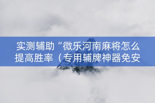 实测辅助“微乐河南麻将怎么提高胜率（专用辅牌神器免安装）