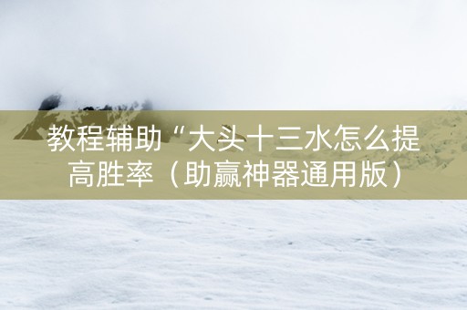 教程辅助“大头十三水怎么提高胜率（助赢神器通用版）