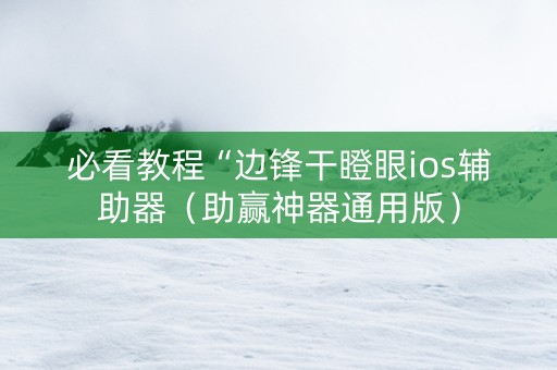 必看教程“边锋干瞪眼ios辅助器（助赢神器通用版）