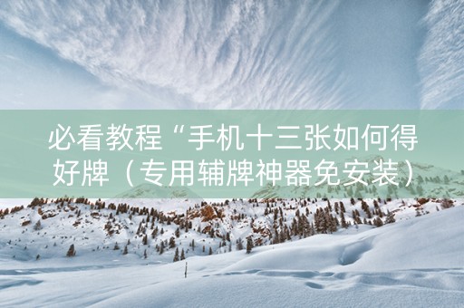 必看教程“手机十三张如何得好牌（专用辅牌神器免安装）