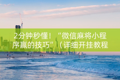 2分钟秒懂！“微信麻将小程序赢的技巧”（详细开挂教程）-哔哩哔哩