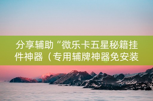 分享辅助“微乐卡五星秘籍挂件神器（专用辅牌神器免安装）