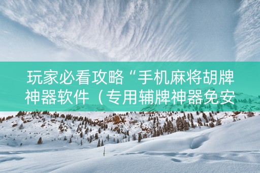 玩家必看攻略“手机麻将胡牌神器软件（专用辅牌神器免安装）