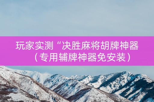 玩家实测“决胜麻将胡牌神器（专用辅牌神器免安装）