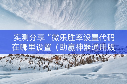 实测分享“微乐胜率设置代码在哪里设置（助赢神器通用版）