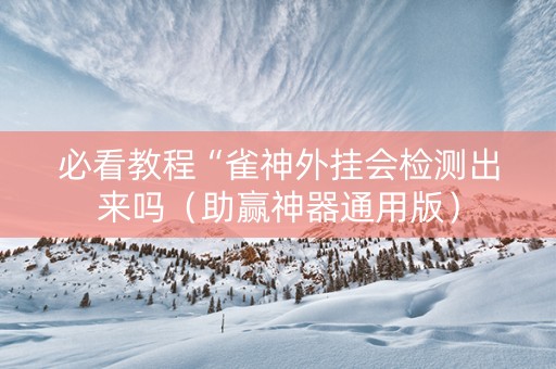 必看教程“雀神外挂会检测出来吗（助赢神器通用版）