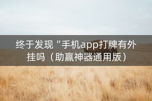 终于发现“手机app打牌有外挂吗（助赢神器通用版）