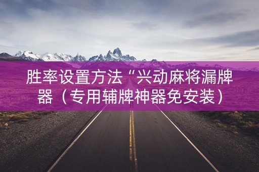 胜率设置方法“兴动麻将漏牌器（专用辅牌神器免安装）