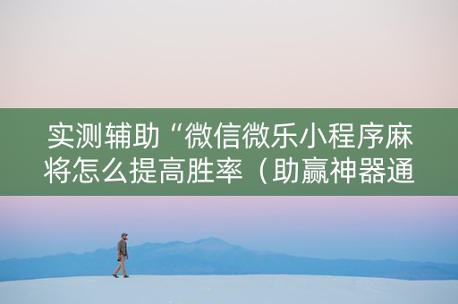 实测辅助“微信微乐小程序麻将怎么提高胜率（助赢神器通用版）