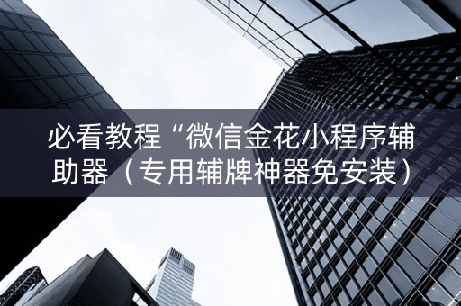 必看教程“微信金花小程序辅助器（专用辅牌神器免安装）