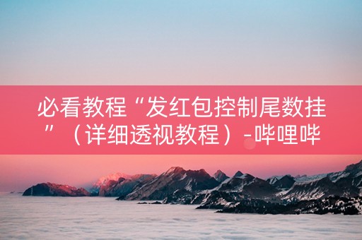 必看教程“发红包控制尾数挂”（详细透视教程）-哔哩哔哩