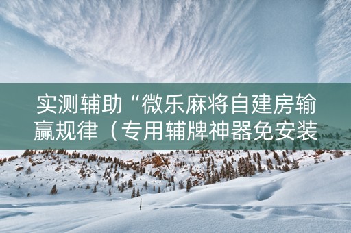 实测辅助“微乐麻将自建房输赢规律（专用辅牌神器免安装）