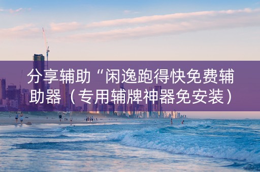 分享辅助“闲逸跑得快免费辅助器（专用辅牌神器免安装）