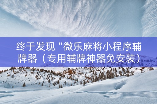 终于发现“微乐麻将小程序辅牌器（专用辅牌神器免安装）