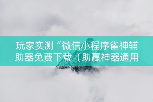 玩家实测“微信小程序雀神辅助器免费下载（助赢神器通用版）