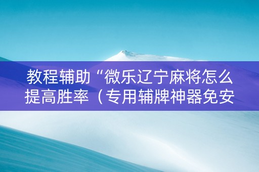 教程辅助“微乐辽宁麻将怎么提高胜率（专用辅牌神器免安装）