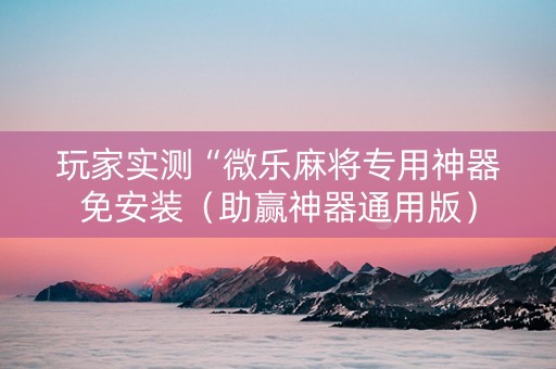 玩家实测“微乐麻将专用神器免安装（助赢神器通用版）