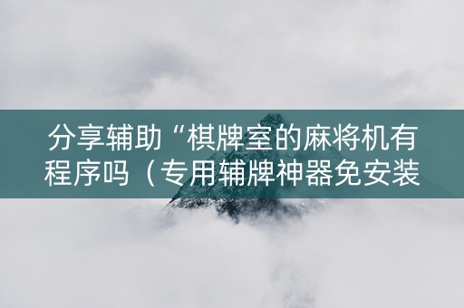 分享辅助“棋牌室的麻将机有程序吗（专用辅牌神器免安装）