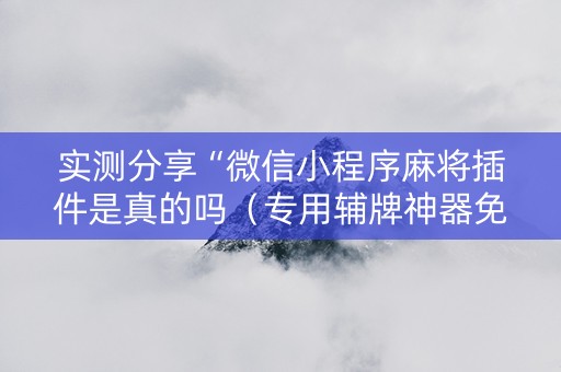 实测分享“微信小程序麻将插件是真的吗（专用辅牌神器免安装）