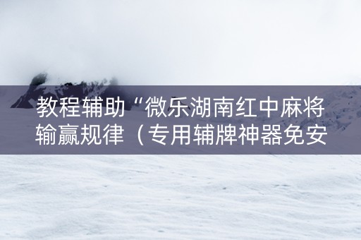 教程辅助“微乐湖南红中麻将输赢规律（专用辅牌神器免安装）