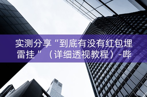 实测分享“到底有没有红包埋雷挂 ”（详细透视教程）-哔哩哔哩