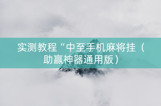 实测教程“中至手机麻将挂（助赢神器通用版）