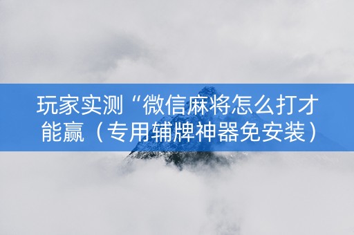 玩家实测“微信麻将怎么打才能赢（专用辅牌神器免安装）