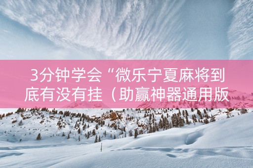 3分钟学会“微乐宁夏麻将到底有没有挂（助赢神器通用版）