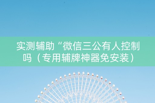 实测辅助“微信三公有人控制吗（专用辅牌神器免安装）